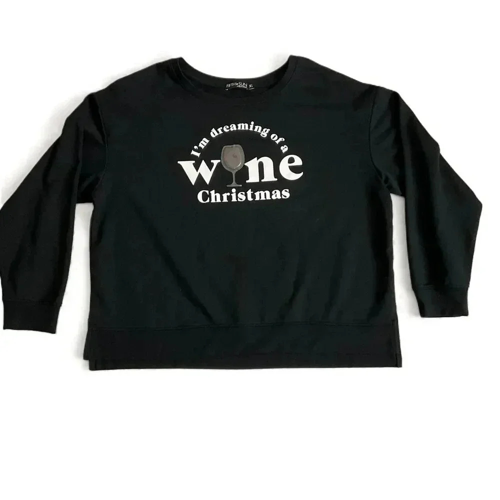 Fifth Sun Black Graphic Print Long Sleeve Crew Neck Sweatshirt XL
